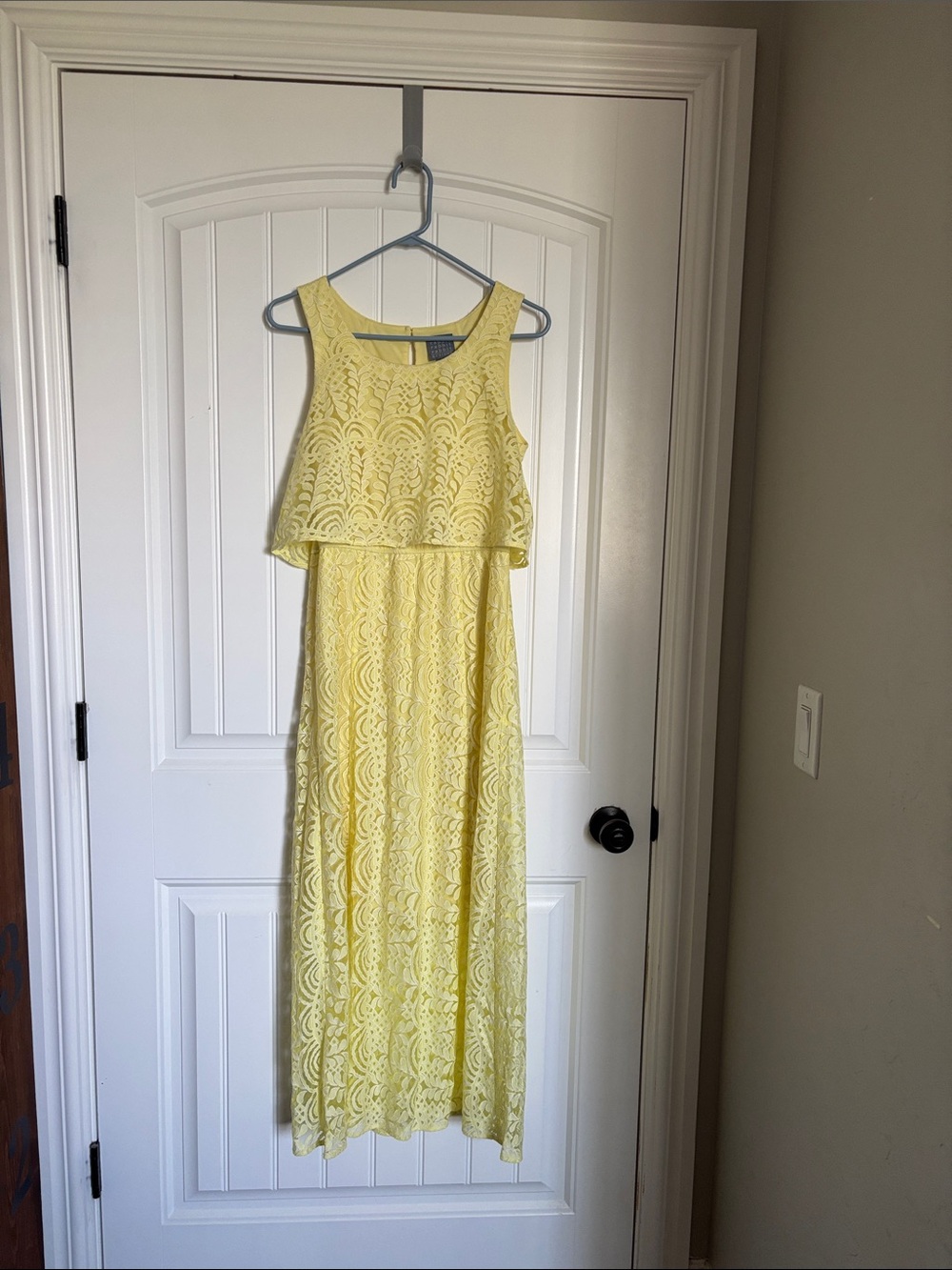 Yellow Lace Maxi Dress with Overlay